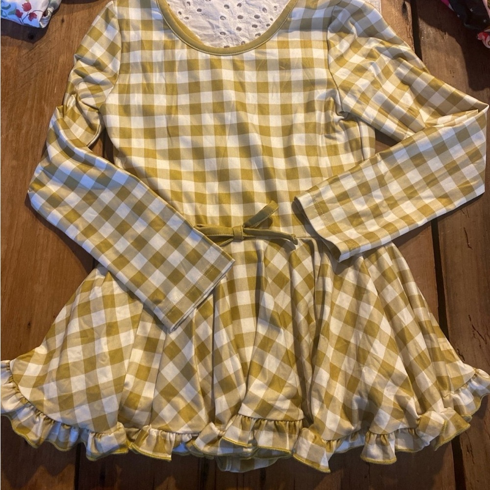 Cheeky plum green Gingham Long Sleeve leotard NWT 7y